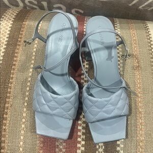 Open Edit Women's Blue Quilted Sandals